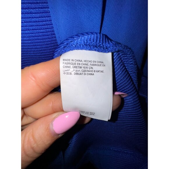 Bebe‎ Royal Blue Mesh Cutout High Low Cocktail Dress Small Sexy Classic Y2K Cute - Picture 5 of 6